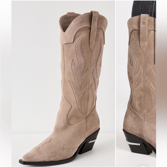 ANINE BING Mid Calf Tania Boots Taupe Western - Picture 5 of 5